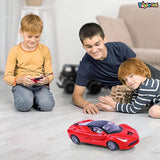 Toyshine 1:14 Scale Remote Control Rechargeable Fast Racing Toy Car inbuilt with Booster Spray and Opening Doors Feature for Kids Adults - Red