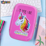 Toyshine Pink Unicorn Hardtop Pencil Case with Compartments - Kids Large Capacity School Supply Organizer Students Stationery Box - Girls Boys Pen Pouch - Light Pink