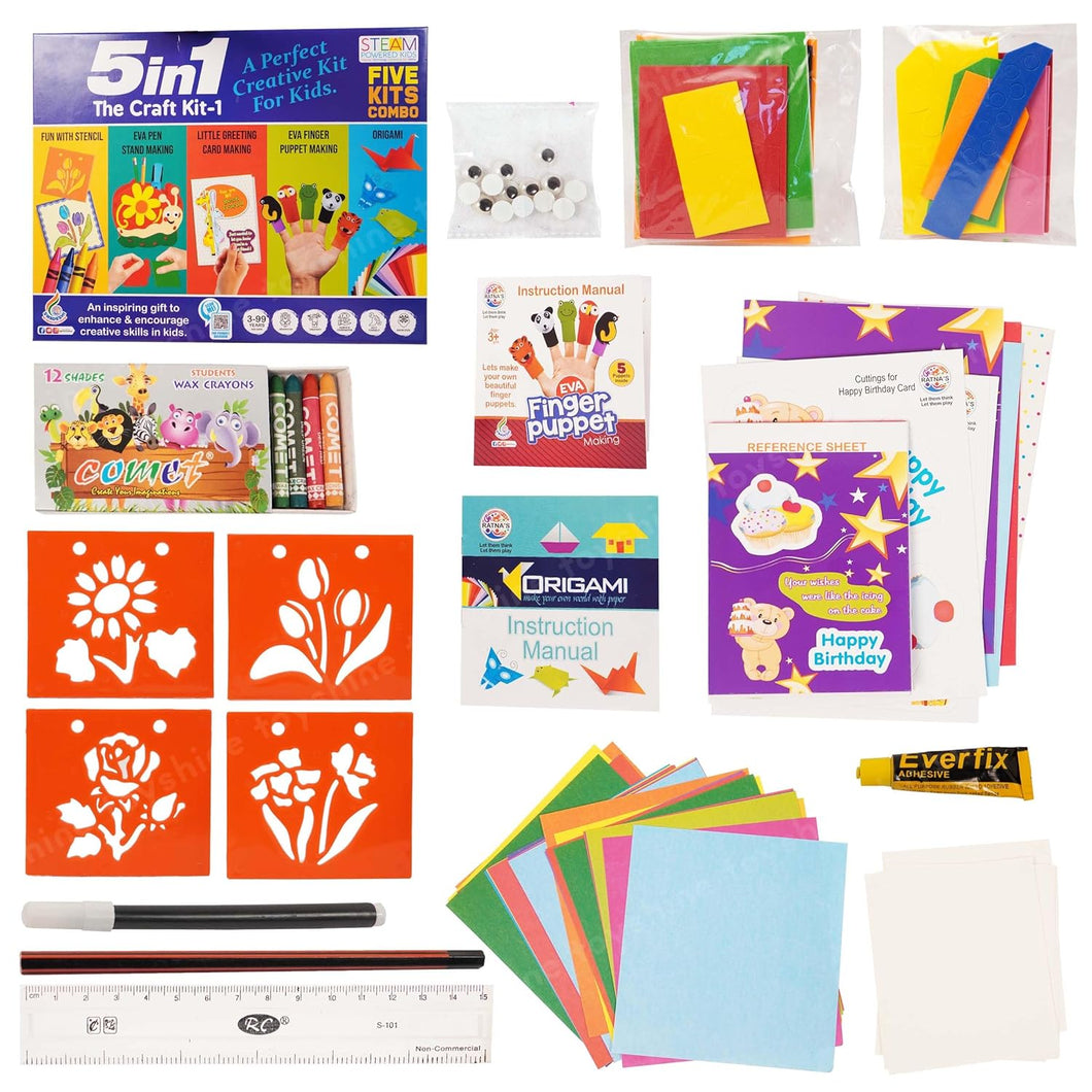 Toyshine 5 in 1 Craft Activity Kit Gifts Party Favors Entertaining DIY Learning Game for Children Art and Craft Gift