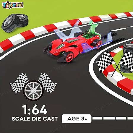 Toyshine Pack of 6 Free Wheel Speed Racing 1:72 Scale Die cast Kids Collectable Vehicle Toy Set Educational Play Set Return Gift for Age 3+