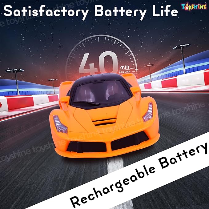 Toyshine 1:14 Scale Remote Control Rechargeable Fast Racing Toy Car inbuilt with Booster Spray and Opening Doors Feature for Kids Adults - Orange