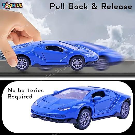 Toyshine 1:32 Scale Die Cast Sports Model Vehicle Toy Car with Pull Back Function Along with Opening Door Feature for Kids Boy Girl 3+, Blue