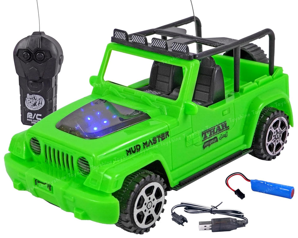 Toyshine 1:18 RC Scale Remote Control Rechargeable Wireless Toy Jeep with Lights for Kids Endless Childhood Fun Birthday Party Gift Return Gift -Green