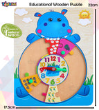 Toyshine 5 pc Time Learning Cute Animal Shaped Wooden Clock for Kids with Moveable Hands