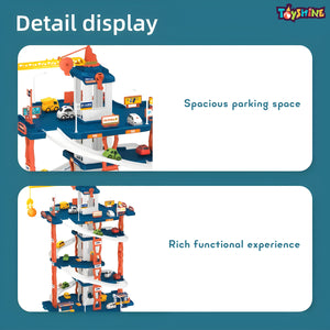 Toyshine 56cm DIY Multi Story City Parking Ramp Track Toy with Hand Control Crane, Garage Toy | Parent Child Interactive Puzzle Toy with 3 Mini Cars for Kids 3+Yrs