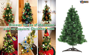 Toyshine 3 Feet Pine Christmas Tree Celebration Decoration Indoor Outdoor X-mas Santa Claus Tree Heavy