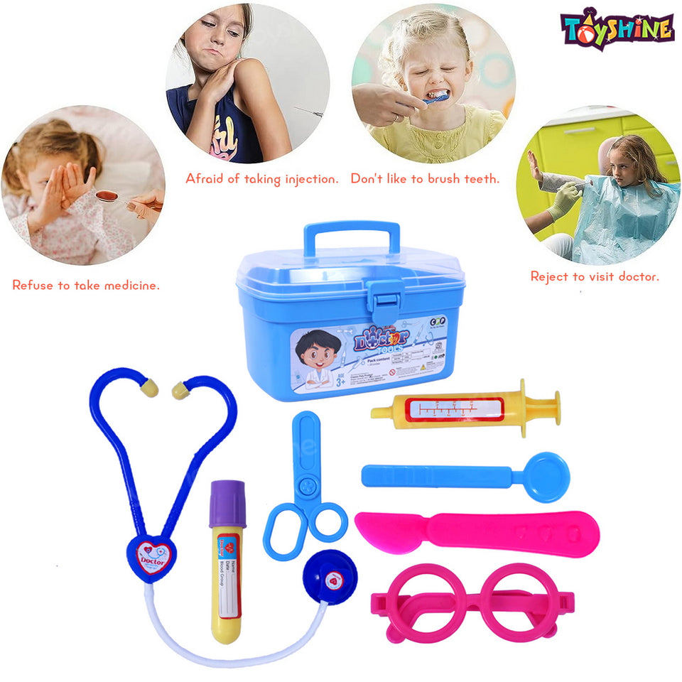 Toyshine 19 Pcs Doctor Set for Kids | Kids Medical Kit with Stethoscope | Pretend Play Doctor Set for Toddlers Boys Girls 3 to 7 Years Old