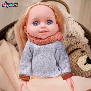 Toyshine 12 Inches Fashion Beauty Doll with Toy Make Up Accessory - Grey Sweater