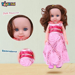 Toyshine 12 Inches Fashion Beauty Doll with Toy Make Up Accessory - Pink Gown