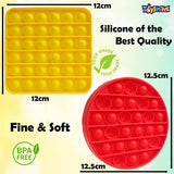 Toyshine 2pc Heavy Red Circle and Yellow Square Pop it Fidget Popping Sounds Toy