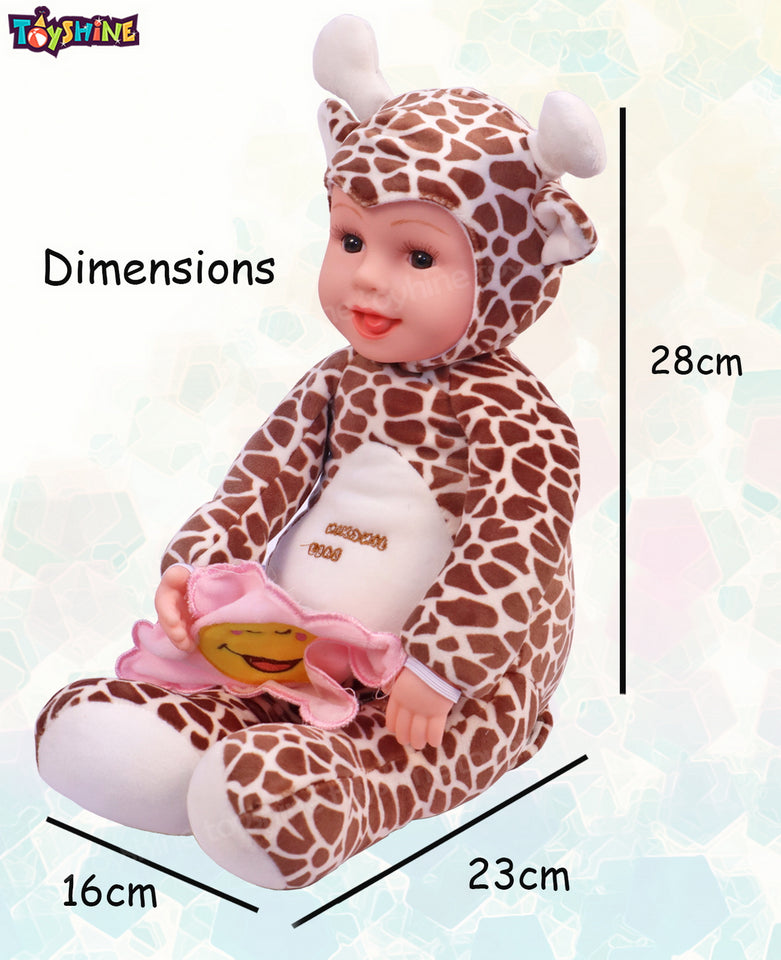 Toyshine Giraffe Peek-A-Boo Laughing Plush Stuffed Animal, 12 Inches, Dark-Brown