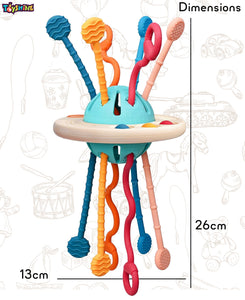 Toyshine Baby Ellie Sensory Montessori Food Grade Silicone Pull String Activity Toy for Teething Play Adventure Travel-Friendly Perfect for 6+ Months - UFO