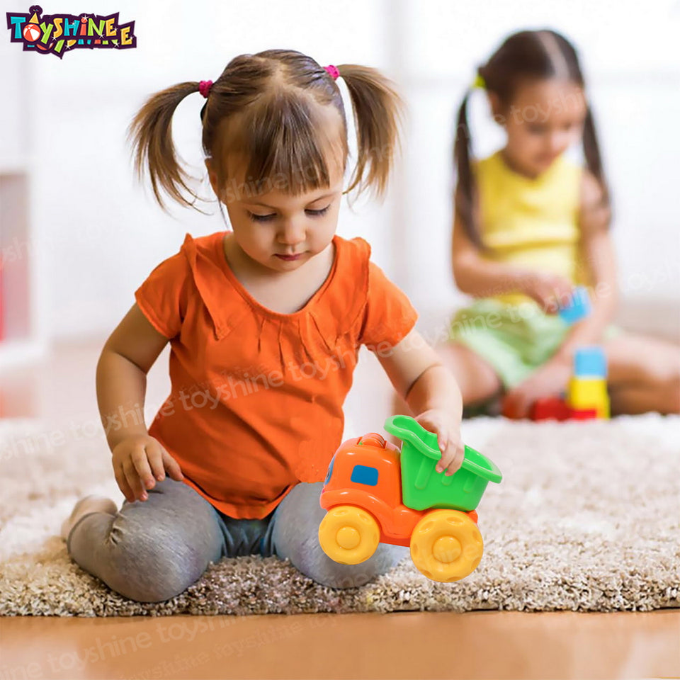 Toyshine 2 Pack of Construction Cars Push and Go Play Set with Powered Friction Vehicles for Babies