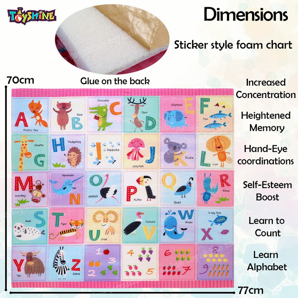 Toyshine Colourful Animal Alphabet ABC Kids Wall Foam Stickers |Peel and Stick Sheet for Kids