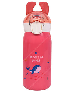 Toyshine Insulated Water Bottle for Kids Reusable Double Walled Steel Flask Metal Thermos, Spill Proof Cap Closure, BPA Free for School Home, Silicon Gripper Children's Drinkware, 530 ML, Pink