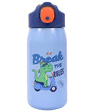Spanker Dino Rules Insulated Stainless Steel 316 Water Bottle for Kids Steel Flask Metal Thermos, Spill Proof Cap Closure, BPA Free for School Home, Silicon Gripper Children's Drinkware, 530 ML, Blue