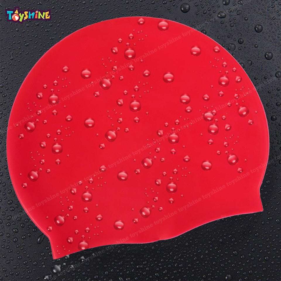 Toyshine Silicone Long Hair Swim Caps - Durable Silicone Swimming Cap (Pack of 2) Red -Black SSTP