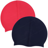 Toyshine Silicone Long Hair Swim Caps - Durable Silicone Swimming Cap (Pack of 2) Red -Black SSTP