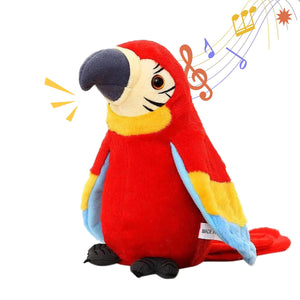 Toyshine Talking Macaw Parrot Repeat What You Say Stuffed Animal Plush Toy Electronic Record Animated Bird with Shaking Wings Feature Speaking Parrot Pet Toy for Kids Boys Girls