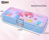 Toyshine Mermaid Metal Pencil Box Basic Pencil Case, Double Comparment for Kids, School Box, for Girls Boys Kids - Pink