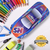Toyshine Super 5N Car Metal Pencil Box, Detailed Exterior, Double Comparment Kids - Dark Blue