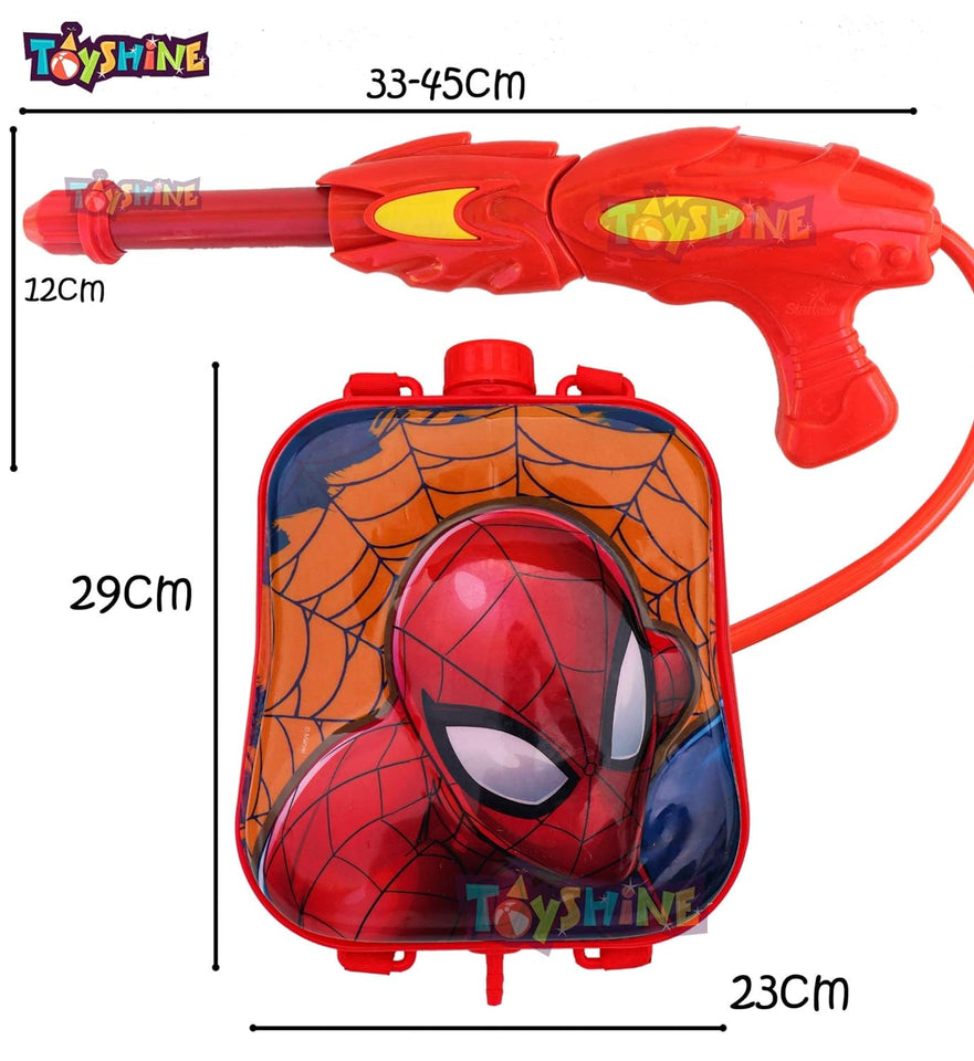 Toyshine Holi Water Toy Gun with Pressure Mechanism for Long Throw, Back Holding Tank, Back Holding Tank, 3.0 L, Spidy, Multi Color - Red