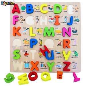 Toyshine Wooden Captial ABC and Small ABC Chunky Letters Puzzle Toy, Educational and Learning Toy, Multicolour