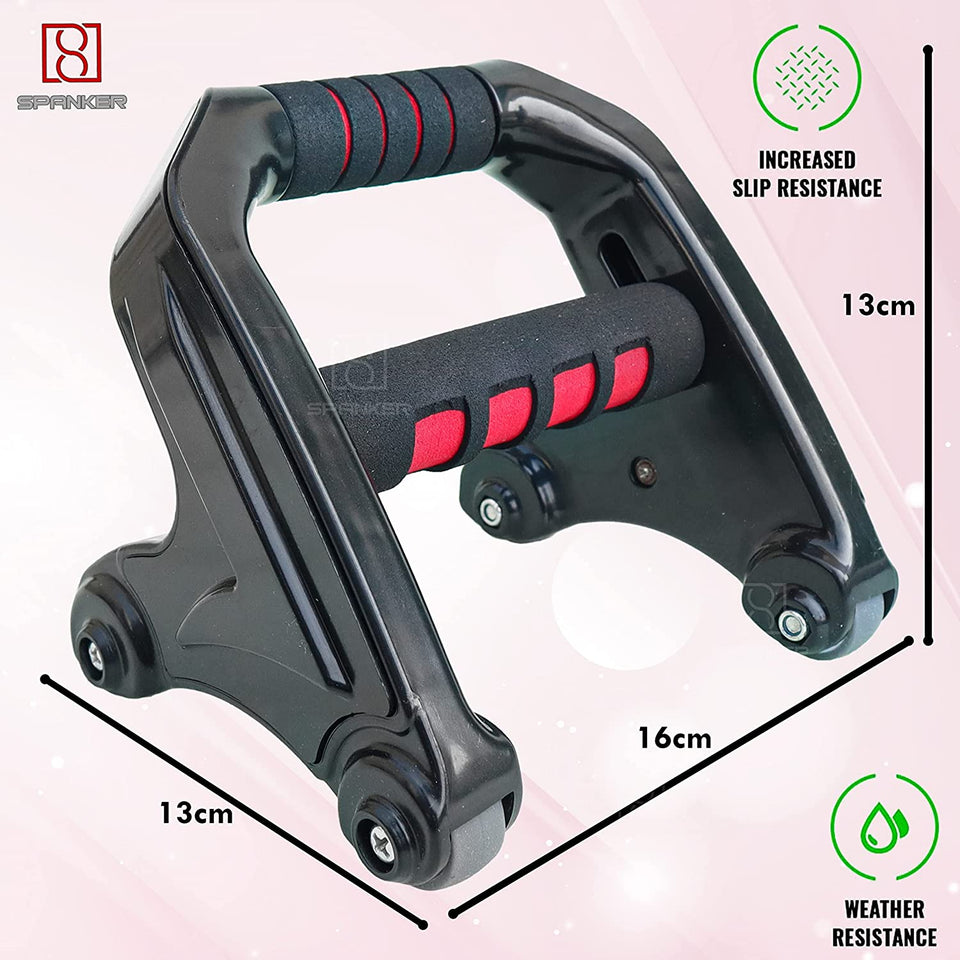 Spanker Push Up Stand Cum AB Roller Wheel for Abdominal Exercise- Lower AB Exercise Equipment for Home Gym Core Workout for Women and Men SSTP