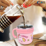 Toyshine Unicorn Insulated Milk Mug with Lid for Kids, Stainless Steel SUS 304, Double Wall Vacuum Travel Mug Cup with Handle - 260 ML -Pink