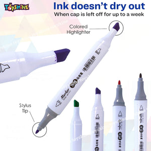 Toyshine 36 Pcs Artists Dual Tips Marker Pens Colored Manga Drawing Markers set for Adult and Kids Fine Tip Markers and Broad Chisel Art Pen
