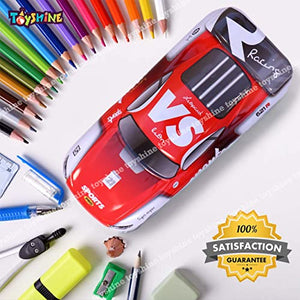 Toyshine Sports Car Metal Pencil Box, Detailed Exterior, Double Comparment for Kids - Red