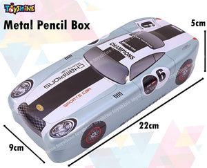 Toyshine Vintage Car Metal Pencil Box, Detailed Exterior, Double Comparment for Kids - Grey