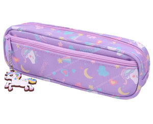 Toyshine Feather Light Unicorn Pencil Case with Multiple Compartments and Carry Handle - Kids School Supply Organizer Students Stationery Box - Girls Pen Pouch- Purple