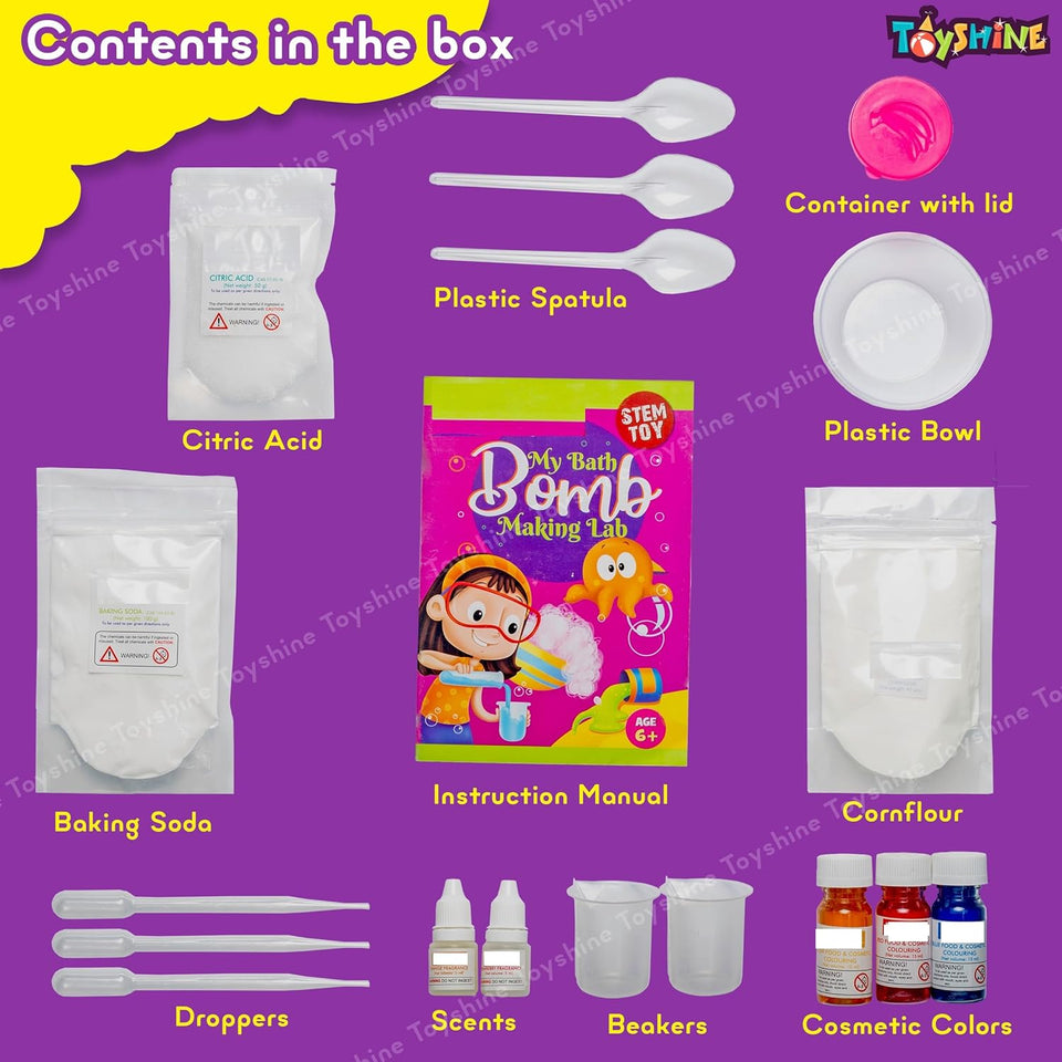 Toyshine My Bath Bomb Making Lab Stem Educational Learning Creative Fun Science Project DIY Activity Toy Kit for Boys and Girls 6+