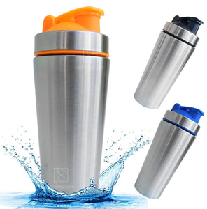 Spanker Stainless Steel Insulated Protein Mixing Shaker Bottle Cum Water Bottle,25 Oz (Steel Orange) SSTP