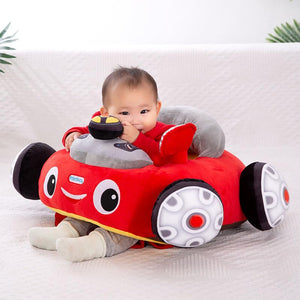 Toyshine Baby Sofa Seat Cartoon Car Chair Toys for Kids Soft Plush Cushion Supporting Sofa Seat for Babies, Kids - Red