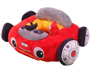 Toyshine Baby Sofa Seat Cartoon Car Chair Toys for Kids Soft Plush Cushion Supporting Sofa Seat for Babies, Kids - Red