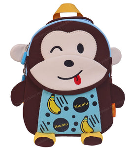 Toyshine Guddu Monkey for Kids Girls Boys Cute Toddler Backpack Preschool Nursery Travel Bag - Mini Size - Brown