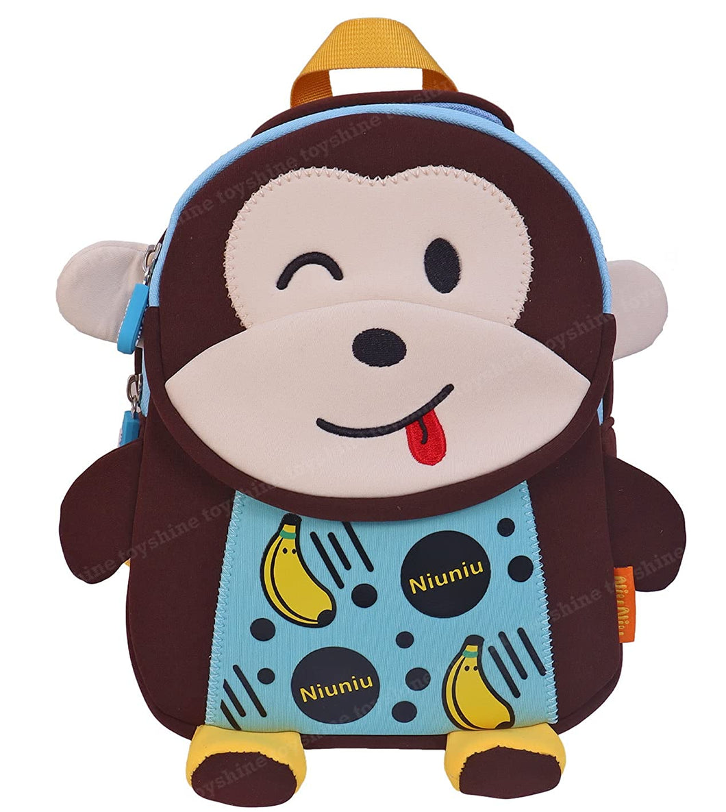 Toyshine Guddu Monkey for Kids Girls Boys Cute Toddler Backpack Preschool Nursery Travel Bag - Mini Size - Brown