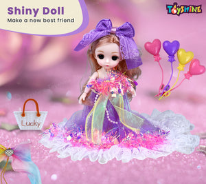 Toyshine Shiny Beauty Doll with Dress up Fashion Accessory Pretend Play Gift for Girls Kids Role Play Toy for Age 3+