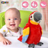 Toyshine Talking Macaw Parrot Repeat What You Say Stuffed Animal Plush Toy Electronic Record Animated Bird with Shaking Wings Feature Speaking Parrot Pet Toy for Kids Boys Girls
