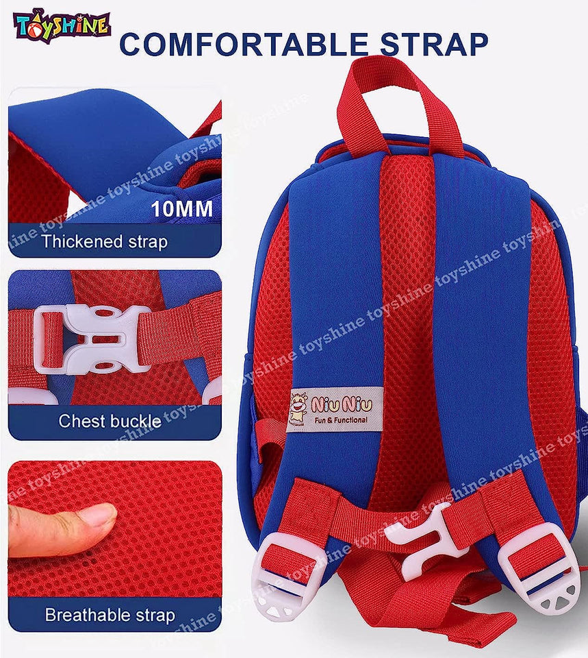 Toyshine Wheels on The Bus Backpacks for Kids Girls Boys Cute Toddler Backpack Preschool Nursery Travel Bag - Mini Size - Dark Blue