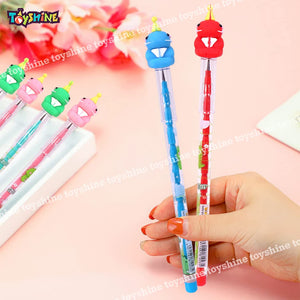 Toyshine Pack of 12 Dinosaur Colorful Pencils for Girls with Rubber Unicorn Tops, Multi-color, Party Favor, Bitthday Return Gifts- M2