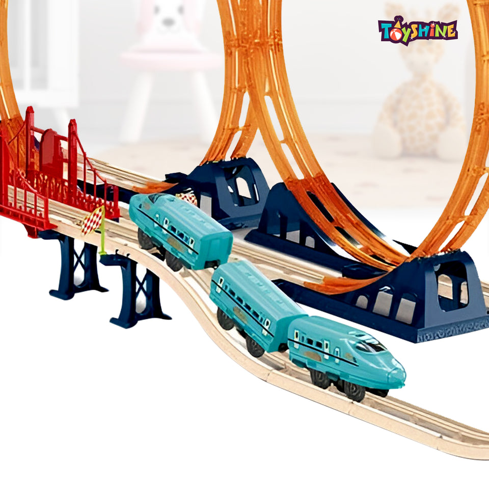 Toyshine Big Size Luxury Track City Playset Battery Operated Train Set with Tracks Colorful Tracks 69 Pc Set for Intellectual Development of Kids Boys Girls 3+
