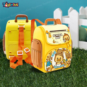 Toyshine School Bag Design Musical Finger Print Sensor Money Safe Piggy Bank ATM for Kids with Password Operation | Money Saving Box Birthday Gift for Boys Girls 3+, Yellow