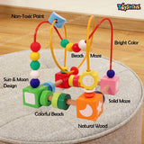 Toyshine sun and moon wooden shape, obejects, color recognition rolling bead maze labyrinth toy (Multi color)