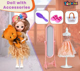 Toyshine MIiskha Beauty Doll with Teddy Plus Dress up Fashion Accessory Pretend Play Gift for Girls Kids Role Play Toy for Age 3+