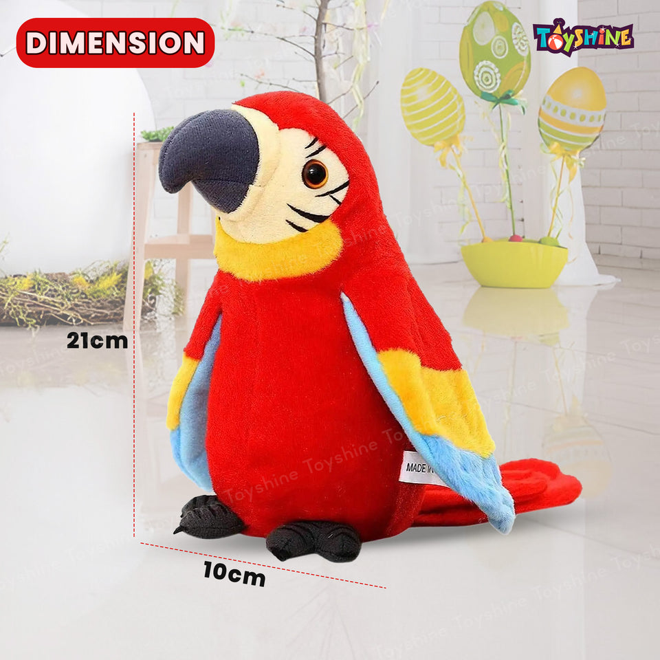 Toyshine Talking Macaw Parrot Repeat What You Say Stuffed Animal Plush Toy Electronic Record Animated Bird with Shaking Wings Feature Speaking Parrot Pet Toy for Kids Boys Girls