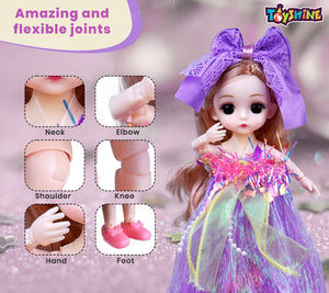 Toyshine Shiny Beauty Doll with Dress up Fashion Accessory Pretend Play Gift for Girls Kids Role Play Toy for Age 3+