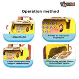 Toyshine School Bag Design Musical Finger Print Sensor Money Safe Piggy Bank ATM for Kids with Password Operation | Money Saving Box Birthday Gift for Boys Girls 3+, Yellow